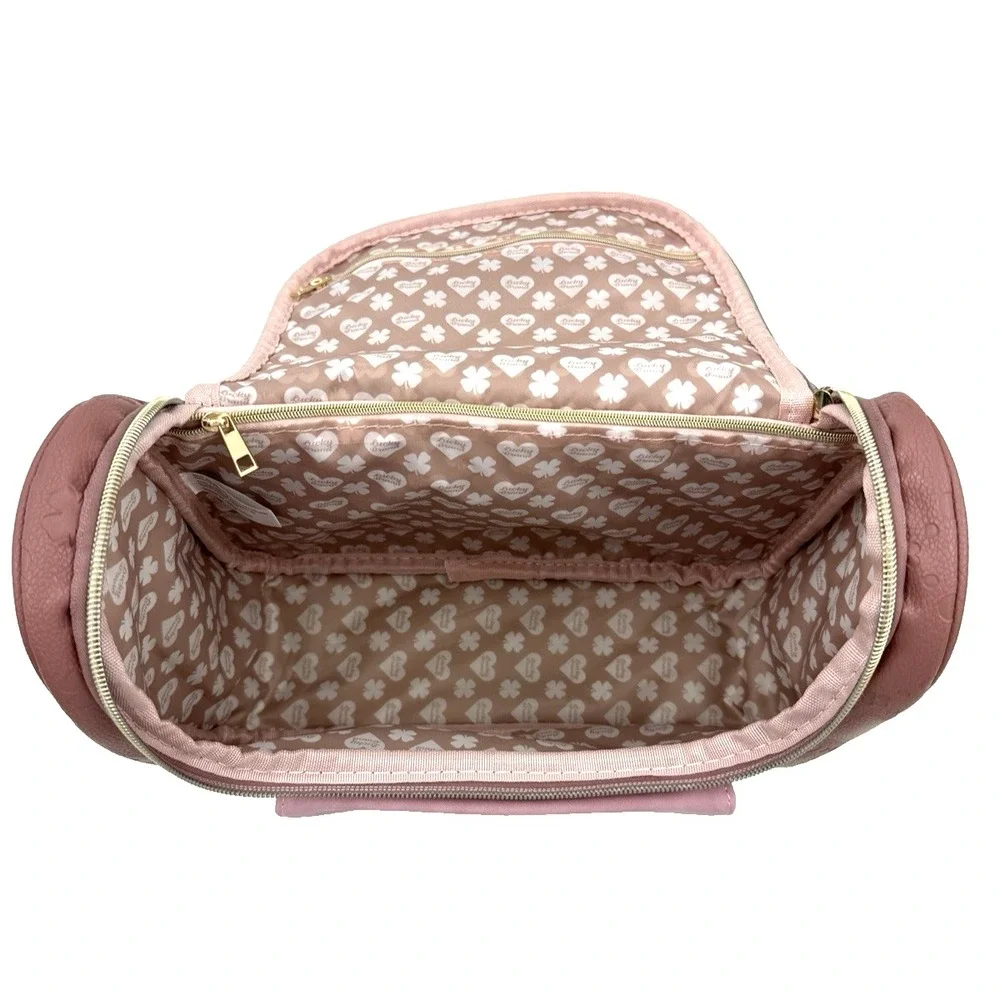 Lucky Brand Pink Makeup Travel Cosmetics Toiletry Bag 11